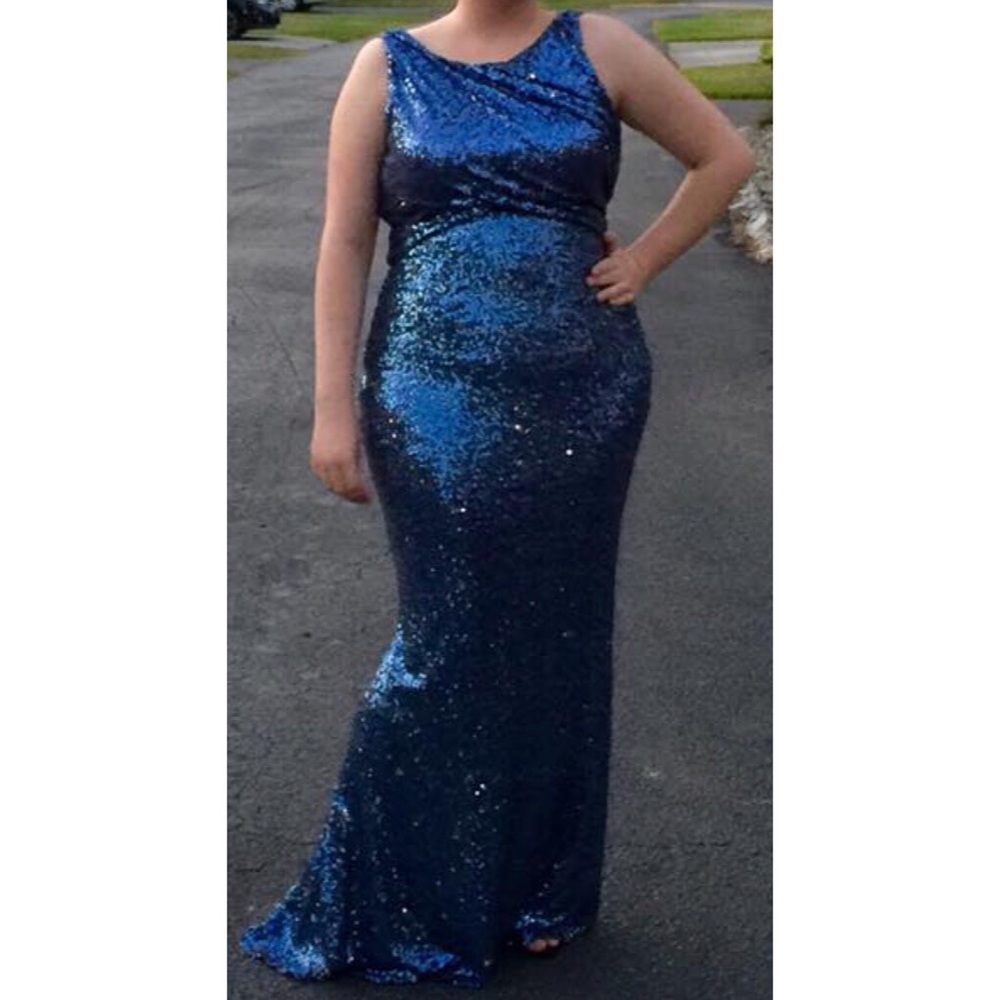 Blue sequin prom dress